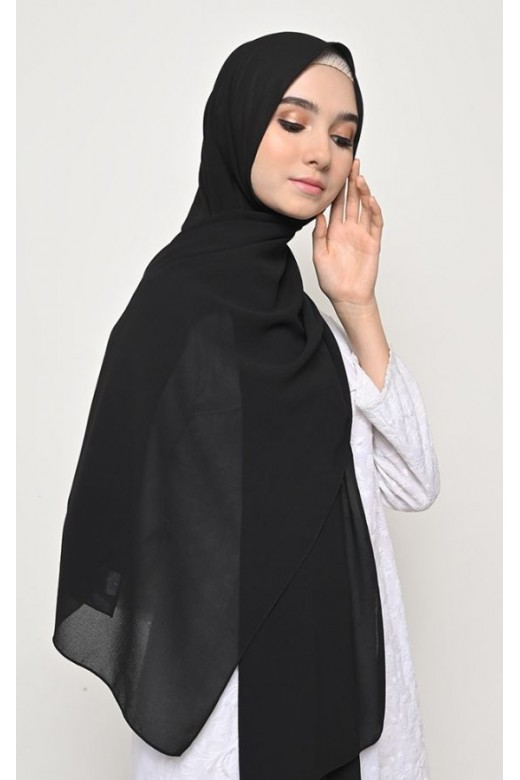Pasmina Cerutti Baby Doll Jahit Tepi Black